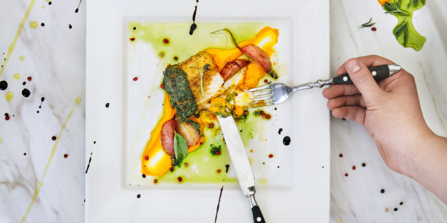 Roasted mackerel fillet with sauces