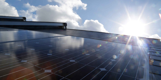 solar panels , abstract sunshine and blue sky