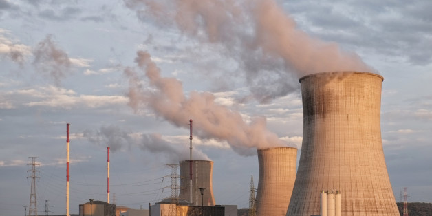 The Tihange Nuclear Power Station on the bank of the Meuse River. Belgium.