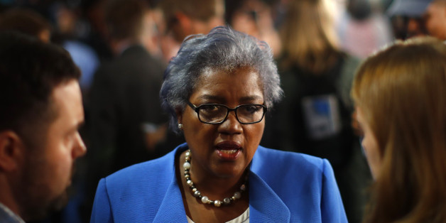 Donna Brazile, the acting Chair of the Democratic National Committee since the resignation of Debbie Wasserman Schultz, talks to the media on the floor at the Democratic National Convention in Philadelphia, Pennsylvania, U.S. July 25, 2016. REUTERS/Carlos Barria