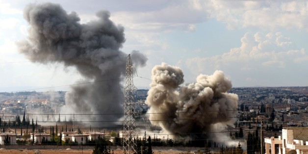 ALEPPO, SYRIA - OCTOBER 31: Smoke rises after Syrian oppositions attack Assad Regime controlled Military academy during an operation to break the siege of the regime forces in the city center in Aleppo, Syria on October on October 31, 2016. (Photo by Mahmoud Faisal/Anadolu Agency/Getty Images)