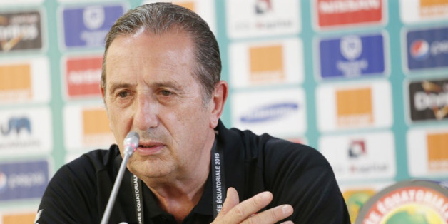 BATA, EQUATORIAL GUINEA - JANUARY 21: Tunisian head coach Georges Leekens holds a press conference at Bata stadium ahead of the 2015 African Cup of Nations football match between Tunisia and Zambia in Bata, Equatorial Guinea on January 21, 2015. (Photo by Haykal Himema/Anadolu Agency/Getty Images)
