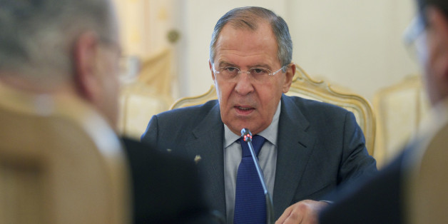 Russian Foreign Minister Sergey Lavrov speaks to his Cyprus' counterpart Ioannis Kasoulides, left, during their meeting in Moscow, Russia, on Monday, Oct. 31, 2016. (AP Photo/Ivan Sekretarev)