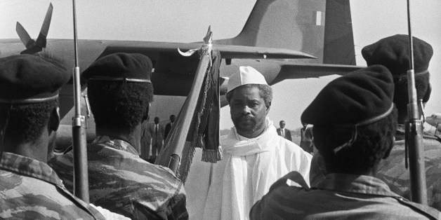 Chad's President Hissein Habré reviews the honour guard, upon his departure at N'Djamena airport, 04 December 1984. Le président tchadien Hissène Habré passe en revue la garde présidentielle, lors de son départ à l'aéroport de N'Djamena, le 04 décembre 1984. (FILM) AFP PHOTO/JOEL ROBINE (Photo credit should read JOEL ROBINE/AFP/Getty Images)
