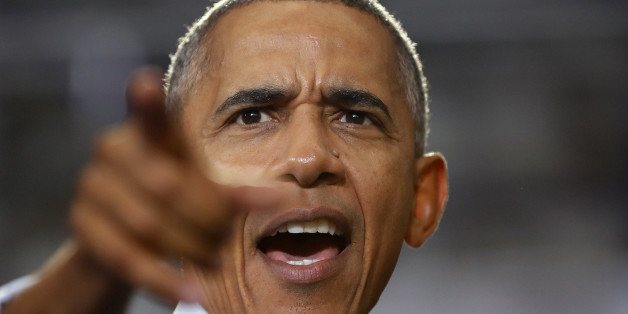 President Barack Obama points to members of the audience while speaking at Capital University Field House in Columbus, Ohio, Tuesday, Nov. 1, 2016. Obama is kicking off a week of campaigning for Democratic presidential candidate Hillary Clinton with a stop in battleground Ohio. (AP Photo/Pablo Martinez Monsivais)