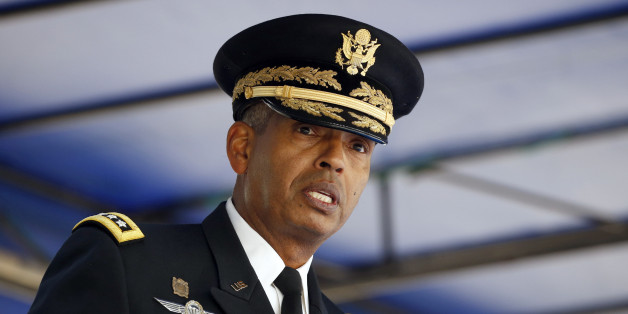 Incoming Commander Gen. Vincent K. Brooks speaks during a change of command ceremony for the United Nations Command, Combined Forces Command, and United States Forces Korea, at the U.S. military base in Seoul, Saturday, April 30, 2016. (Kim Hong-Ji/Pool Photo via AP)