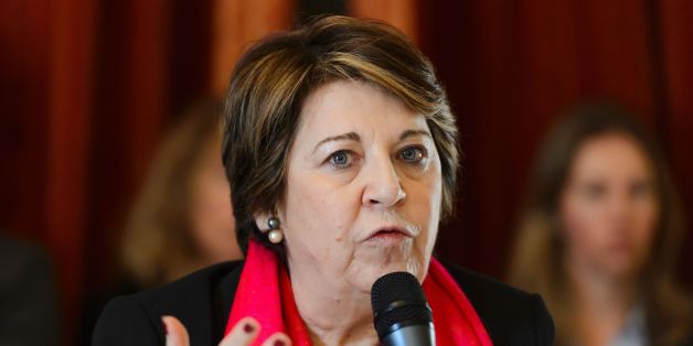 French lawyer responsible for defending Swiss interests Corinne Lepage attends a press conference concerning the French nuclear plant Bugey on March 7, 2016 in Geneva.The Swiss canton of Geneva on March 2, filed a complaint against French nuclear plant Bugey located in the neighbouring French region of Ain, for 'deliberately putting in danger the life of others and polluting waters'. The legal action came after repeated demands by the Swiss for France to close the nuclear plant down. / AFP / FAB