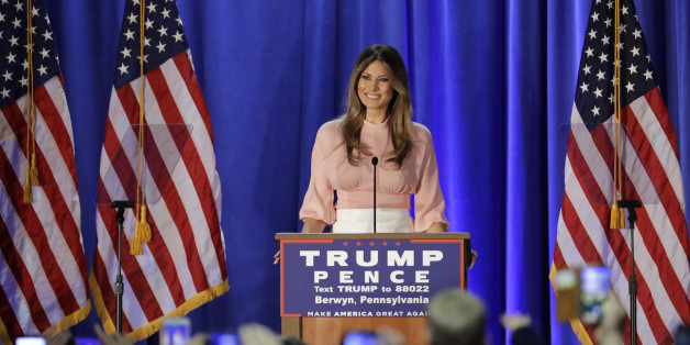 Melania Trump, wife of Republican presidential candidate Donald Trump, speaks at the Main Line Sports Center in Berwyn, Pa., Thursday, Nov. 3, 2016. (AP Photo/Patrick Semansky)