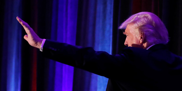 Republican presidential nominee Donald Trump arrives for his election night rally at the New York Hilton Midtown in Manhattan, New York, U.S., November 9, 2016. REUTERS/Andrew Kelly