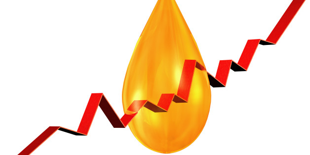 oildrop with stock chart on white background