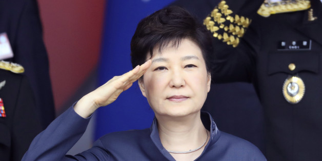 South Korean President Park Geun-hye salutes during the 68th anniversary of Armed Forces Day at the Gyeryong military headquarters in Gyeryong, South Korea, Saturday, Oct. 1, 2016. (AP Photo/Lee Jin-man, Pool)
