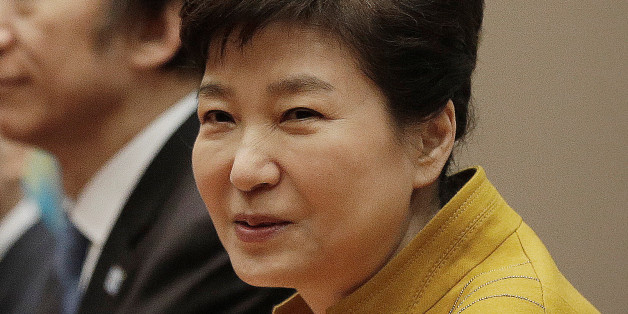 South Korean President Park Geun-hye speaks during a meeting with Kazakh President Nursultan Nazarbayev at the presidential house in Seoul, South Korea, Thursday, Nov. 10, 2016. REUTERS/Ahn Young-joon/Pool