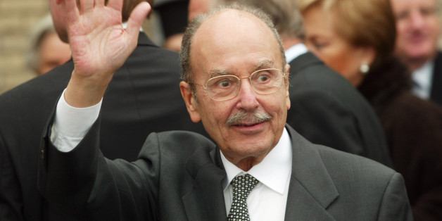 BRUSSELS, BELGIUM - FEBRUARY 3: President of Greece Constantinos Stephanopoulos waves upon arriving February 3, 2005 in Houthalen, Belgium. Stephanopoulos is on an official visit to Belgium. (Photo by Mark Renders/Getty Images)