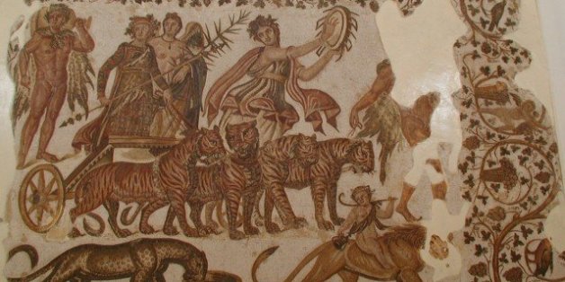Triumph of Bacchus. Ancient Roman mosaic, Sousse Museum (Tunisia)