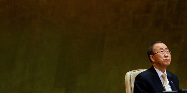 United Nations Secretary General Ban Ki-moon looks up during a tribute to the late King of Thailand Bhumibol Adulyadej in the General Assembly at United Nations headquarters in New York, October 28, 2016. REUTERS/Brendan McDermid