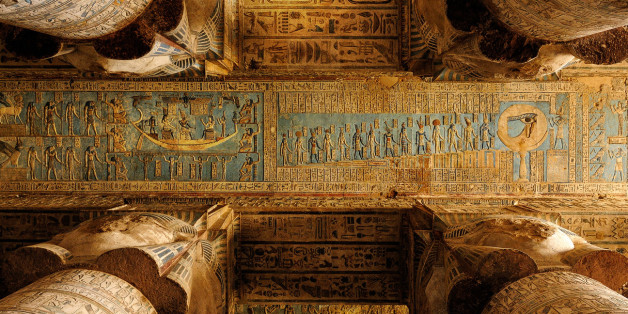 Columns With Hathor Capitals In The Outer Hypostyle Hall Of The Temple Of Hathor, Dendera