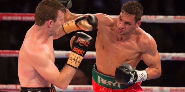 Ahmed El Moussaoui face à Jeff Horn, le 5 décembre 2015 en Nouvelle-Zélande