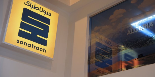 A picture shows the logo of Algerian state energy giant Sonatrach during the World Gas Conference exhibition in Paris on June 2, 2015. AFP PHOTO / ERIC PIERMONT (Photo credit should read ERIC PIERMONT/AFP/Getty Images)