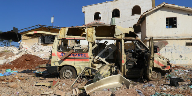 A damaged ambulance is pictured after an airstrike on the rebel-held town of Atareb, in the countryside west of Aleppo, Syria November 15, 2016. REUTERS/Ammar Abdullah
