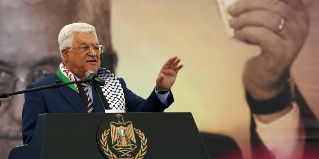 RAMALLAH, WEST BANK - NOVEMBER 10: Palestinian President Mahmoud Abbas delivers a speech during a commemoration ceremony held for the 12th death anniversary of the Palestinian leader Yasser Arafat in Ramallah, West Bank on November 10, 2016. (Photo by Shadi Hatem/Anadolu Agency/Getty Images)