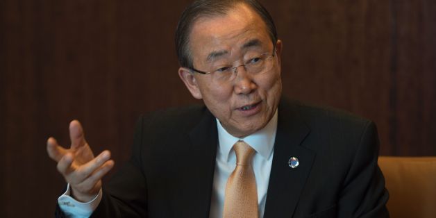 The United Nations Secretary General Ban Ki-moon answers questions during an interview with Agence France-Presse November 11, 2016 at the United Nations in New York. / AFP / DON EMMERT (Photo credit should read DON EMMERT/AFP/Getty Images)