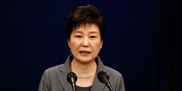 SEOUL, SOUTH KOREA - NOVEMBER 29: South Korean President Park Geun-Hye makes a speech during an address to the nation, at the presidential Blue House in Seoul on November 29, 2016. South Korea's scandal-hit President Park Geun-Hye said Tuesday she was willing to stand down early and would let parliament decide on her fate. (Photo by Jeon Heon-Kyun-Pool/Getty Images)