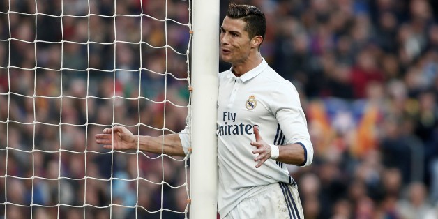 BARCELONA, SPAIN - DECEMBER 03 : Cristiano Ronaldo of Real Madrid reacts during the La Liga football match between FC Barcelona and Real Madrid CF at Camp Nou Stadium in Barcelona, Spain on December 03, 2016. (Photo by Burak Akbulut/Anadolu Agency/Getty Images)