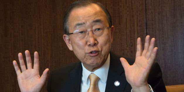 The United Nations Secretary General Ban Ki-moon answers questions during an interview with Agence France-Presse November 11, 2016 at the United Nations in New York. / AFP / DON EMMERT (Photo credit should read DON EMMERT/AFP/Getty Images)