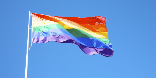 Rainbow flag at Harvey Milk Plaza, San Francisco, California