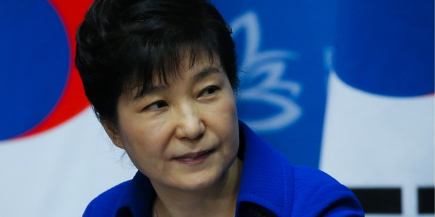 VLADIVOSTOK, RUSSIA - SEPTEMBER 3, 2016: South Korea's President Park Geun-hye gives a press conference following her meeting with Russia's President Vladimir Putin on the sidelines of the 2016 Eastern Economic Forum at Far Eastern Federal University on Russky Island. Sergei Savostyanov/TASS Host Photo Agency (Photo by Sergei Savostyanov\TASS via Getty Images)