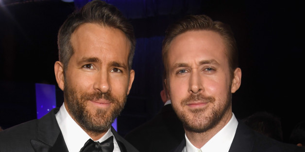 SANTA MONICA, CA - DECEMBER 11: Actors Ryan Reynolds (L) and Ryan Gosling attend The 22nd Annual Critics' Choice Awards at Barker Hangar on December 11, 2016 in Santa Monica, California. (Photo by Jeff Kravitz/FilmMagic)
