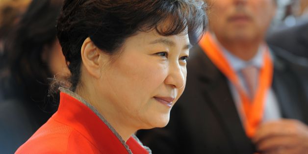 South Korean President Park Geun-Hye looks on as she visits the French multinational industrial gas company Air Liquide on June 4, 2016 in Sassenage, as part of her state visit to France. / AFP / JEAN-PIERRE CLATOT (Photo credit should read JEAN-PIERRE CLATOT/AFP/Getty Images)