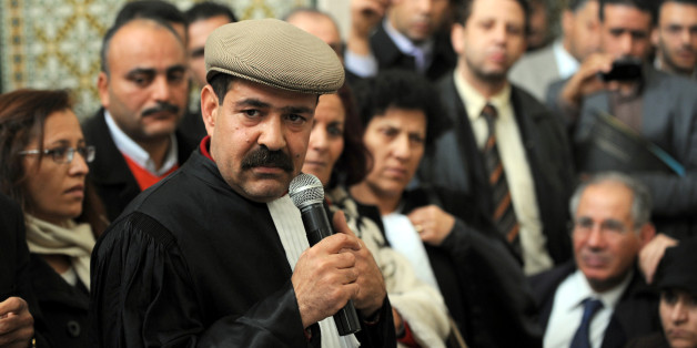 Tunisian lawyer and human rights activist Chokri Belaid speaks as he attends a meeting along with other lawyers in Tunis on December 29, 2010 to express their solidarity with the residents of Sidi Bouzid following days of rioting in Tunisia by mostly jobless and frustrated young people protesting violently against the government has exposed the crippling unemployment problem in the north African country.Unrest has gripped the central Sidi Bouzid region since the attempted suicide on December 17 of a 26-year-old university graduate, who was forced to sell fruit and vegetables on the streets to make ends meet. AFP PHOTO FETHI BELAID (Photo credit should read FETHI BELAID/AFP/Getty Images)
