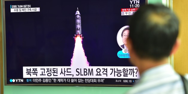 A man watches a television screen reporting news of North Korea's latest submarine-launched ballistic missile test at a railway station in Seoul on August 25, 2016.North Korean leader Kim Jong-Un declared a recent submarine-launched ballistic missile (SLBM) test the 'greatest success', Pyongyang's state media said on August 25. / AFP / JUNG YEON-JE (Photo credit should read JUNG YEON-JE/AFP/Getty Images)