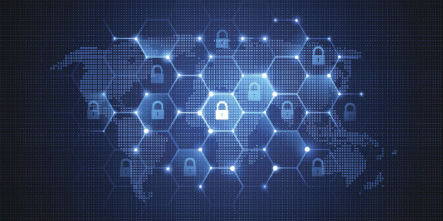 Internet security global network background. Vector illustration