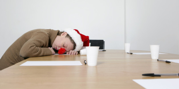 woman with santa hat asleep
