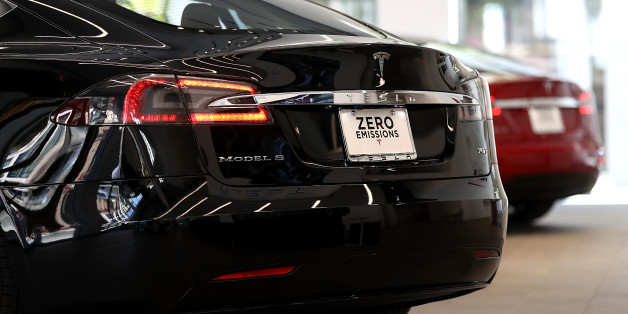 SAN FRANCISCO, CA - AUGUST 10: A Tesla Model S is displayed inside of the new Tesla flagship facility on August 10, 2016 in San Francisco, California. Tesla is opening a 65,000 square foot store, its largest retail center to date. The facility will offer sales and service of Tesla's electric car line. (Photo by Justin Sullivan/Getty Images)