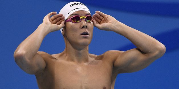 South Korea's Park Taehwan prepares for the Men's 200m Freestyle heats during the swimming event at the Rio 2016 Olympic Games at the Olympic Aquatics Stadium in Rio de Janeiro on August 7, 2016. / AFP / Martin BUREAU (Photo credit should read MARTIN BUREAU/AFP/Getty Images)