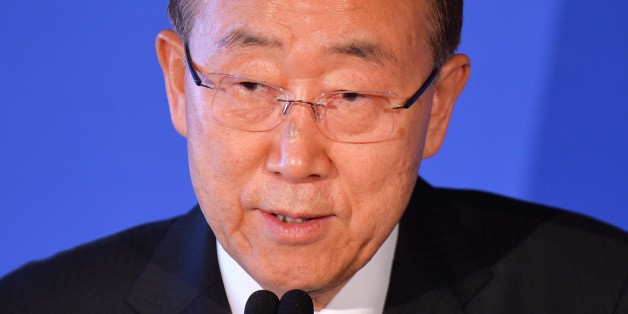 PARIS, FRANCE - NOVEMBER 18: French Minister of Foreign Affairs, Jean-Marc Ayrault (not seen) and UN Secretary General Ban Ki-moon (C) hold a joint press conference after their meeting in Paris, France on November 18, 2016. Ki-Moon will hand over his duty to Antonio Guterres on 1st of January of 2017. (Photo by Mustafa Yalcin/Anadolu Agency/Getty Images)