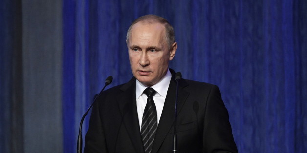 MOSCOW, RUSSIA - DECEMBER 20, 2016: Russia's President Vladimir Putin speaks at an event celebrating Day of Russian State Security Workers, at the State Kremlin Palace. Alexei Nikolsky/Russian Presidential Press and Information Office/TASS (Photo by Alexei Nikolsky\TASS via Getty Images)
