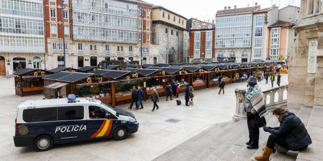 A police car patrols at the Christmas market in Burgos on December 21, 2016.
Twelve people were killed when the Polish-registered articulated truck, laden with steel beams, slammed into the crowded holiday market late on December 19, 2016 in Berlin, smashing wooden stalls and crushing victims. The scenes revived nightmarish memories of the July 14 truck assault in the French Riviera city of Nice, where 86 people were killed by a Tunisian Islamist.
/ AFP / CESAR MANSO (Photo credit should read CESAR MANSO/AFP/Getty Images)