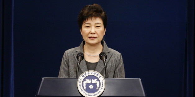 South Korean President Park Geun-Hye speaks during an address to the nation, at the presidential Blue House in Seoul on November 29, 2016. South Korea's scandal-hit President Park Geun-Hye said Tuesday she was willing to stand down early and would let parliament decide on her fate. / AFP / AFP AND POOL / JEON HEON-KYUN (Photo credit should read JEON HEON-KYUN/AFP/Getty Images)