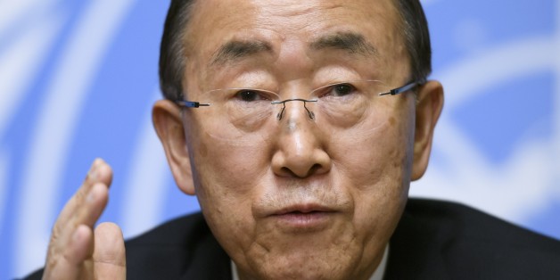 UN Secretary-General Ban Ki-moon gestures during a press conference on October 3, 2016 at the UN Offices in Geneva. / AFP / FABRICE COFFRINI (Photo credit should read FABRICE COFFRINI/AFP/Getty Images)