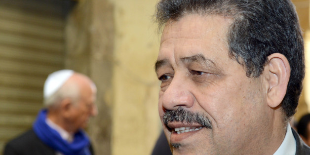 The Mayor of Fez and Secretary General of the Istiqlal Party, Hamid Chabat, attends the inauguration of the Slat Alfassiyine synagogue in the northern city of Fez, on February 13, 2013. The two-year restoration of the 17th century synagogue bore 'eloquent testimony to the spiritual wealth and diversity of the Kingdom of Morocco and its heritage,' Moroccan King Mohammed said in a message read by the country's Prime Minister Abdelilah Benkirane. AFP PHOTO/FADEL SENNA (Photo credit should re