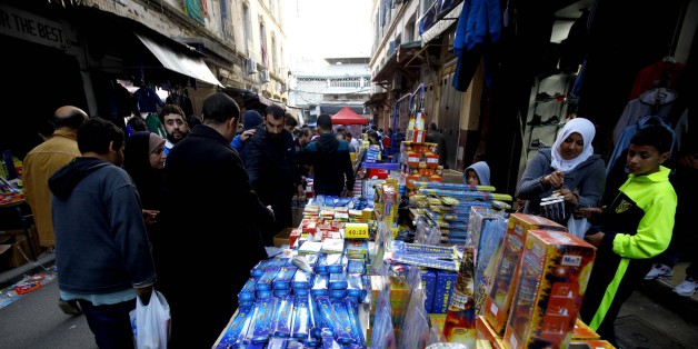 Selling firecrackers on a Bab El Oued market in Algiers, Algeria on 10 December 2016 as the celebration of Mawlid Ennabaoui Echarif celebrates the birth of Prophet Mohammed. (Photo by Billal Bensalem/NurPhoto via Getty Images)