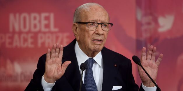 Tunisian President Beji Caid Essebsi gives a speech during a ceremony for the signing of documents outlining the roadmap for the formation of a national unity government in Tunisia at the Carthage Palace in Carthage, some 15 kilometres on the outskirts of Tunis, on July 13, 2016.
The pact summarizes the priorities of the country's future government including; combating terrorism and corruption, boosting development and youth employment, achieving administrative reform and implementing the policy of the city and local authorities. / AFP / FETHI BELAID (Photo credit should read FETHI BELAID/AFP/Getty Images)