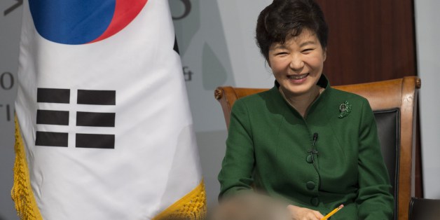 South Korean President Park Geun-hye answers questions at the Center for Strategic and International Studies (CSIS) in Washington, DC, October 15, 2015. AFP PHOTO / SAUL LOEB (Photo credit should read SAUL LOEB/AFP/Getty Images)