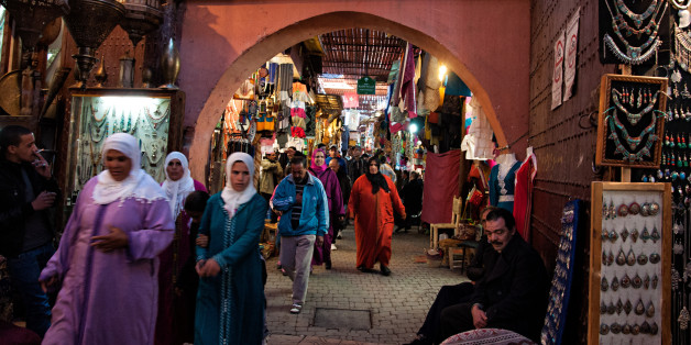 THE MEDINA, MARRAKECH, MOROCCO - 2014/01/05: The souk is full of souvenirs shops and people. (Photo by Raquel Maria Carbonell Pagola/LightRocket via Getty Images)