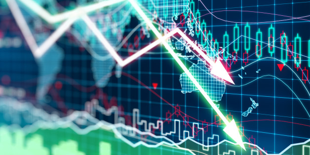 Business graph with arrows tending downwards