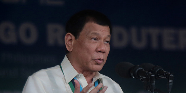 QUEZON CITY, Dec. 21, 2016 -- Philippine President Rodrigo Duterte speaks during the celebration of the 81st anniversary of the AFP inside Camp Aguinaldo in Quezon City, the Philippines, Dec. 21, 2016. (Xinhua/Rouelle Umali via Getty Images)